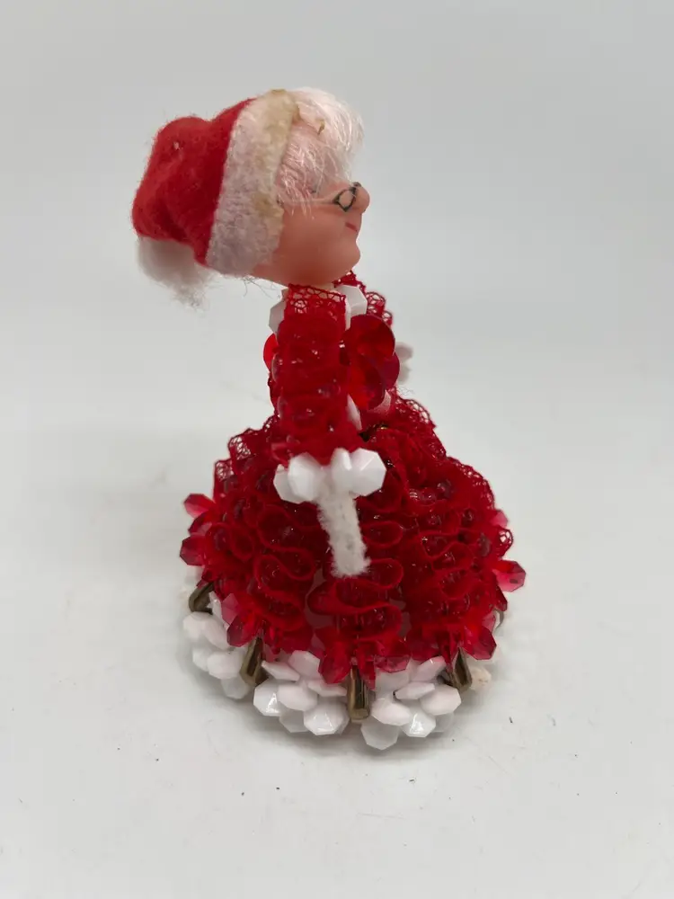 Vintage Mrs Clause Figurine Safety Pins And Beads