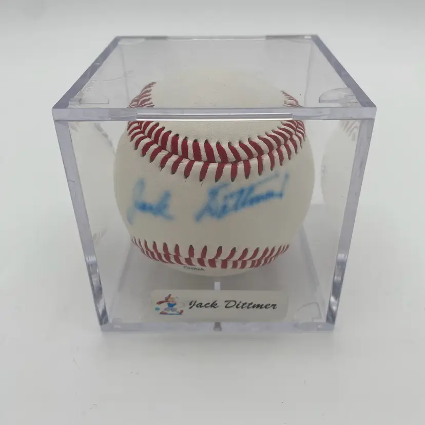 Jack Dittmer Autographed Wilson Baseball w/ Display Case - Faded Signature