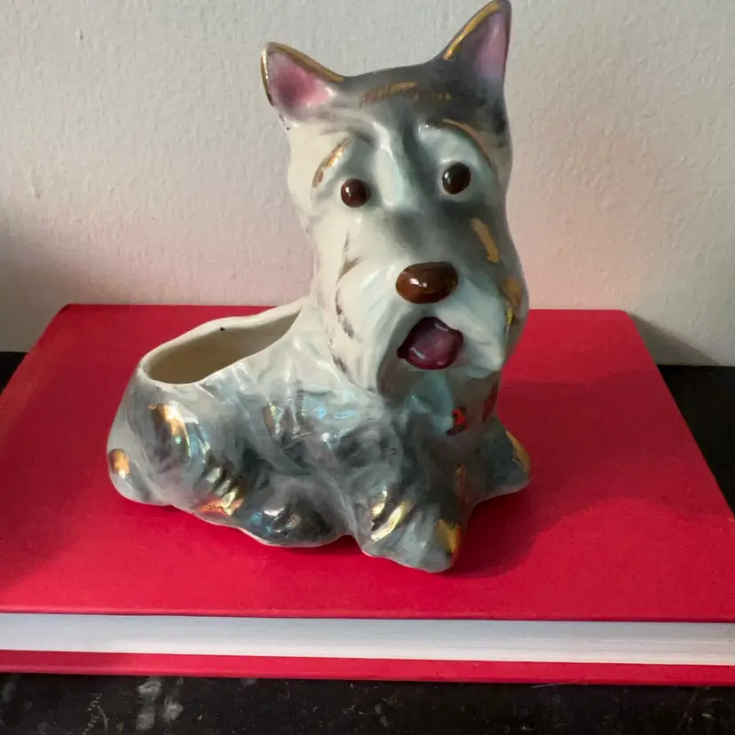 Vintage Royal Copley "Scottie" Scottish Terrier Ceramic Dog Planter Figurine 5”