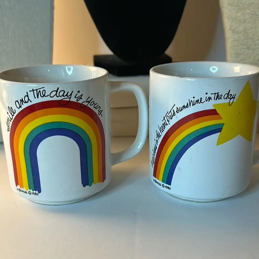 W. Barrie Over The Rainbow Coffee Mugs 1980