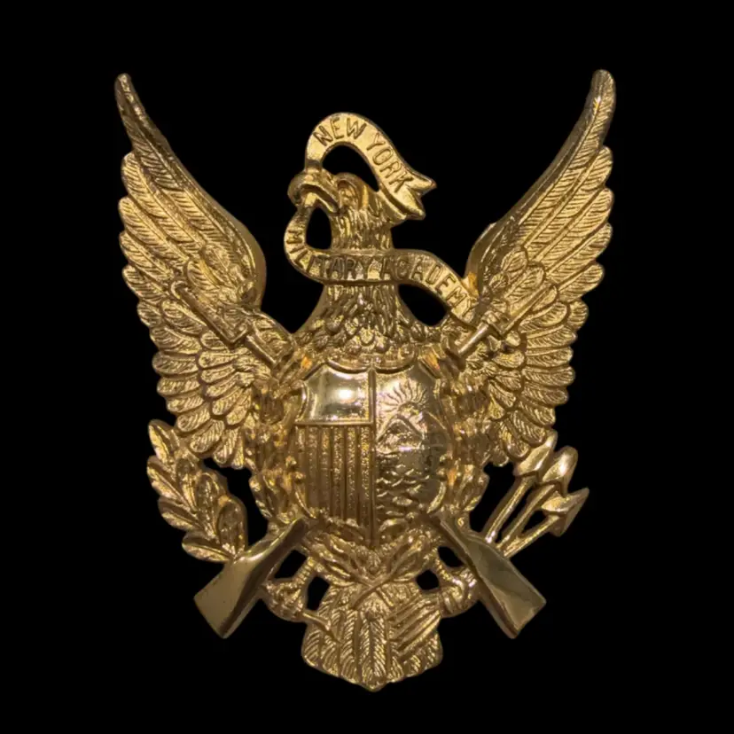 Vintage N.S. Meyer Inc. New York Military Police Academy USA Cap Insignia Hat Badge, 2.80”