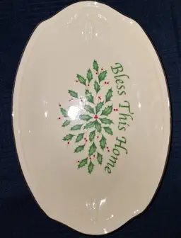 Vintage Lenox "Bless this home" Holiday serving platter