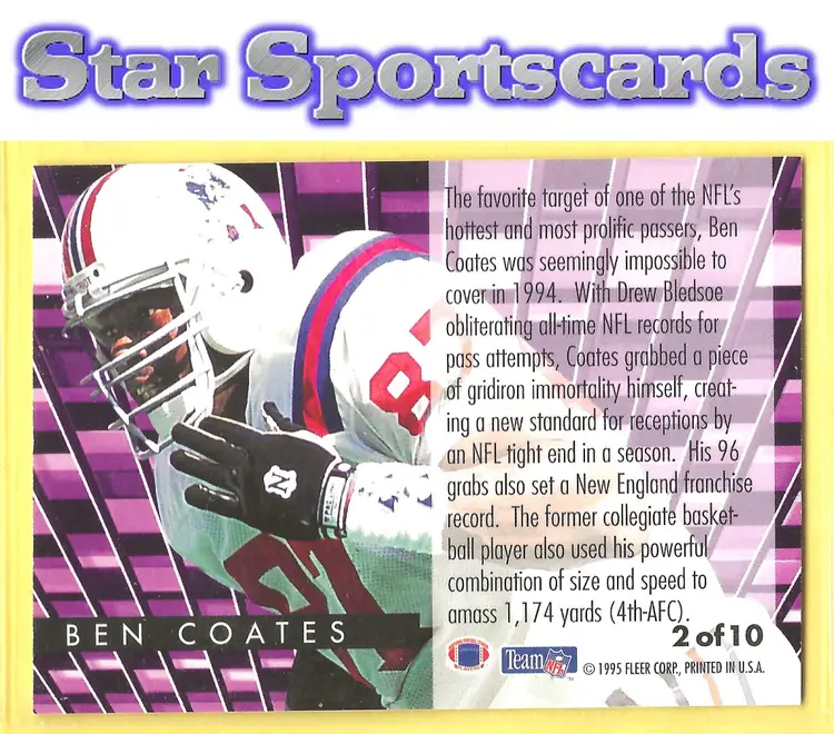 1995 Fleer #2 Ben Coates Gridiron Leaders New England Patriots