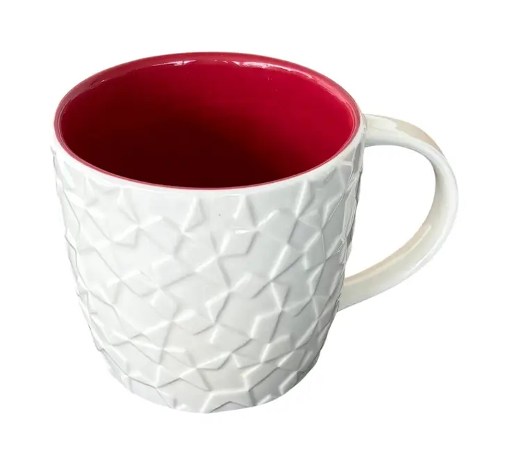 Starbucks White Christmas Snowflake Coffee Mug Cup Embossed 2011 Bone China