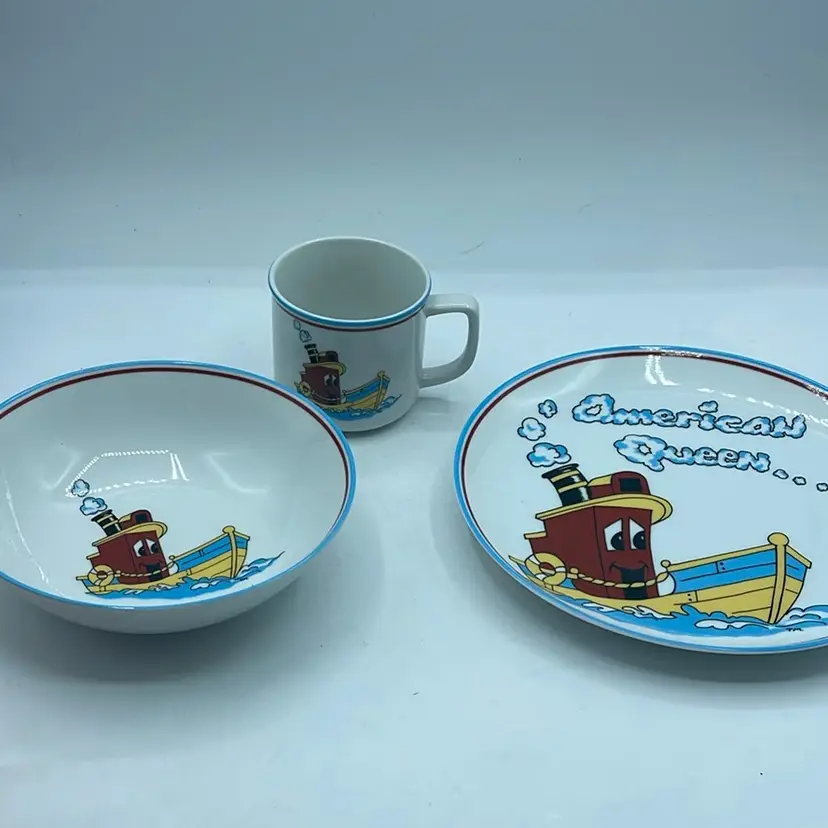 The Delta Queen, Children’s Dishes plate, saucer, cup set