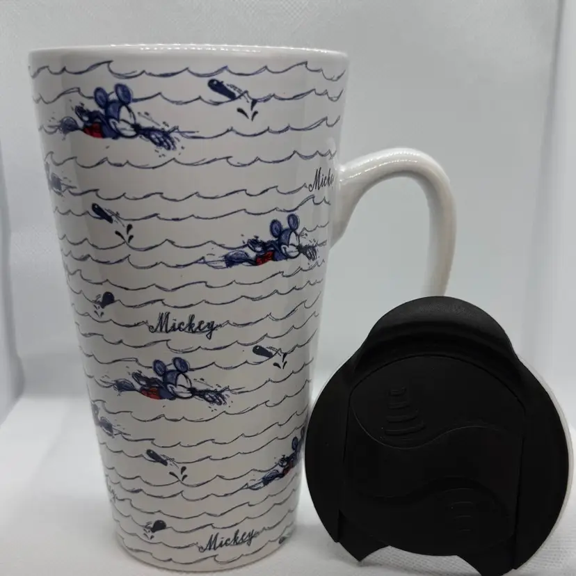 Disney Mickey Mouse Tall Coffee Mug With Black Lid