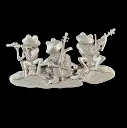 Vintage JJ’s Pewter Frog Band Brooch 2.75”