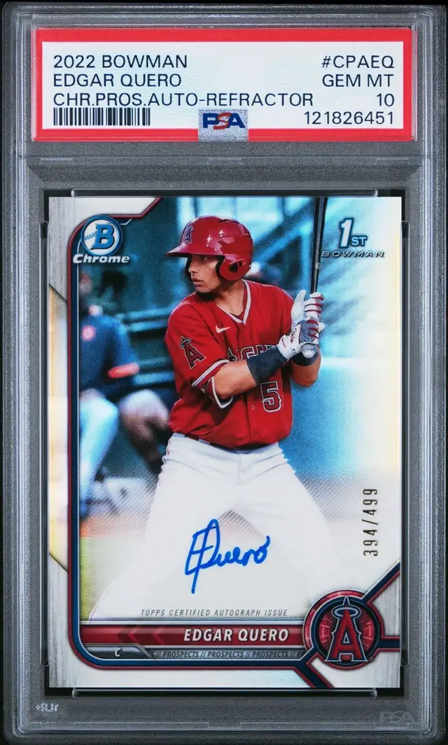 Edgar Quero 1st Bowman Chrome Refractor Auto /499 PSA 10 Chicago White Sox