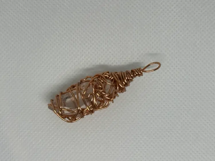 Charged Quartz Crystal Copper Wire Pendant