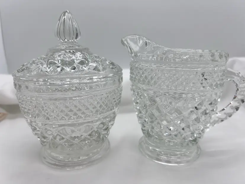Vintage Anchor Hocking Wexford Depression Glass Cream and Sugar Set
