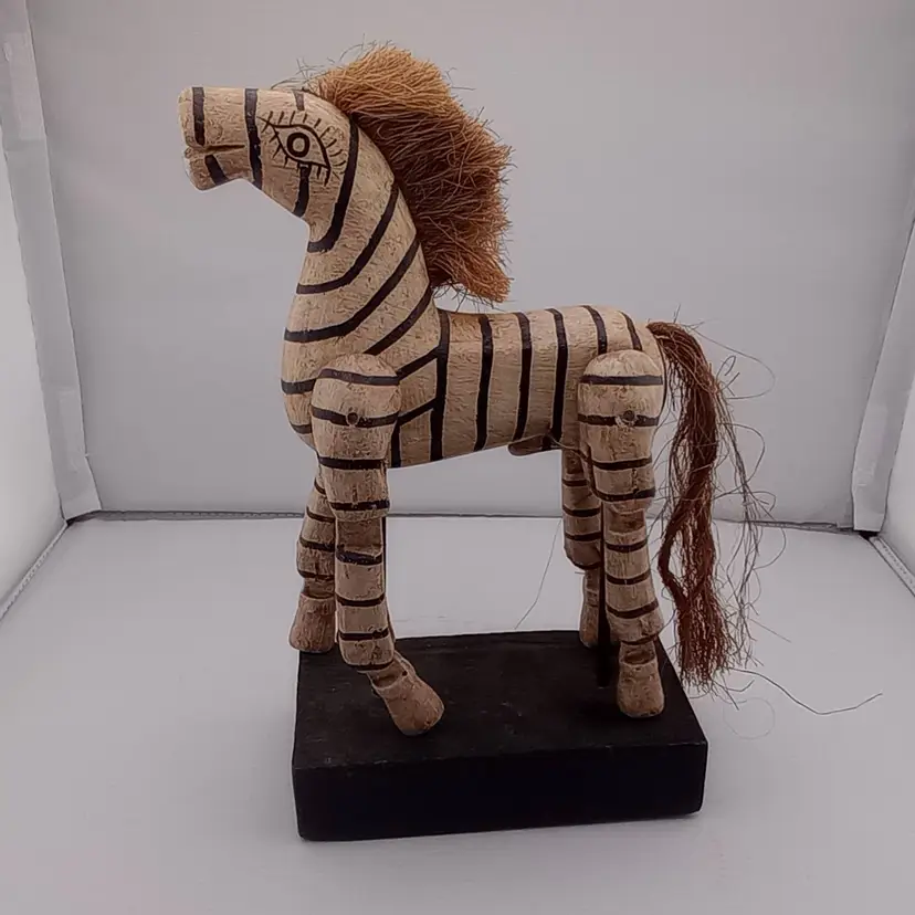 Wooden jointed folk art zebra