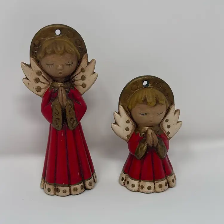 Set of 2 Vintage Red Holiday Angels