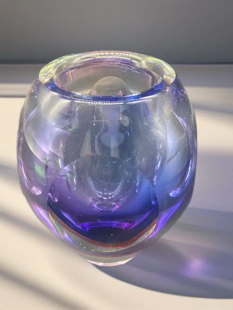 #23 GG Geometric Mid Century Modern Blue Purple Votive Holder Vase