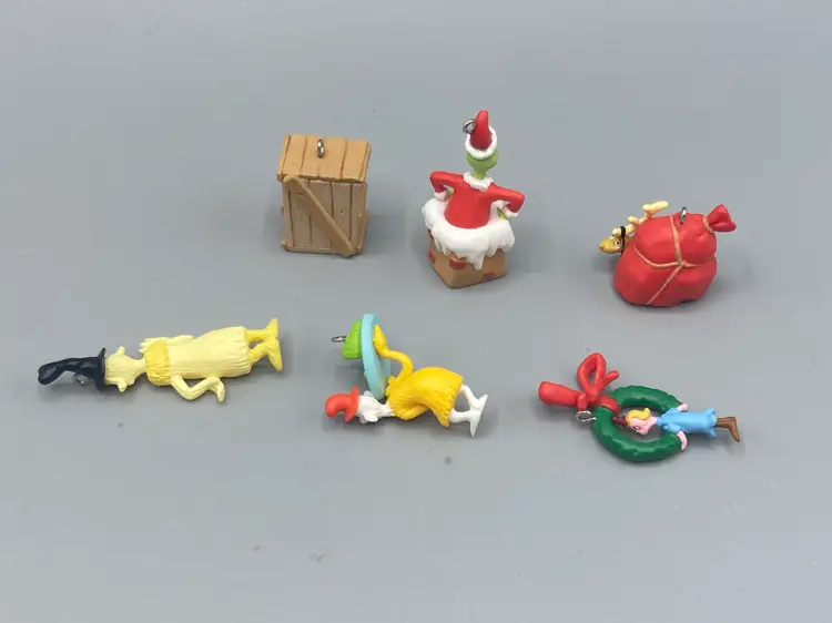 Vintage Miniature Hallmark Keepsake Ornaments - Dr Seuss Grinch and Green Eggs and Ham Set