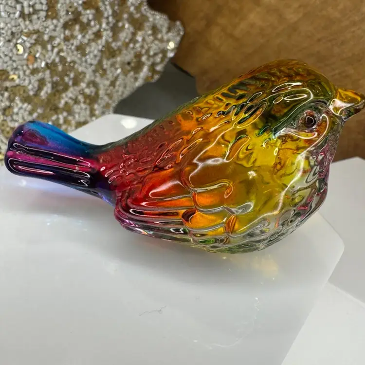 One Mini Colorful Crystal Bird Figurine - 3'' inches