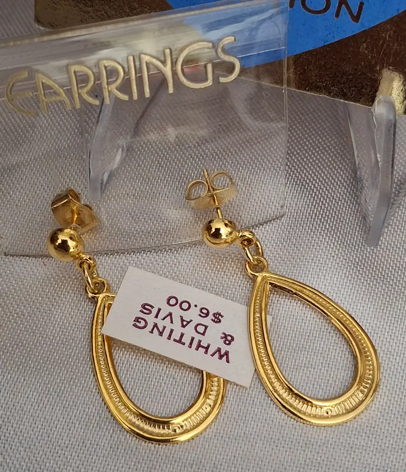 225 Whiting & Davis Gold tone Pierced Earrings