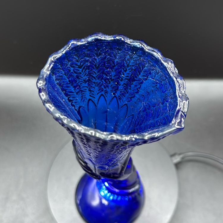 Antique Cobalt Hand And Wheat Vase 7 3/4” No Noted Flaws