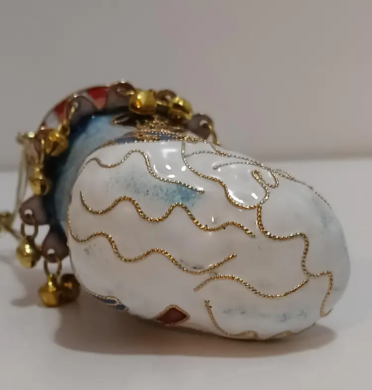 Comical Skiing Snowman Cloisonne Enamel Christmas Ornament With Jingles