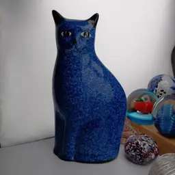 Blue deramic cat figurine
