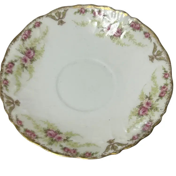 #01 022 French Demitasse Cup And Saucer, FM Fontanille MARRAU 2" X 3" Pink Roses  Elite