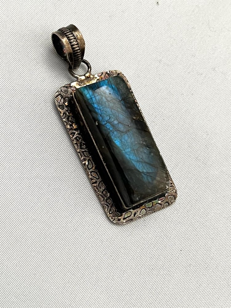 Vintage Labradorite Silver Plated Pendant