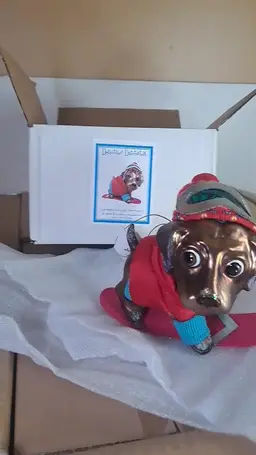 Case of 24 December Diamonds 5.75" Dog on Snowboard Glass Ornament