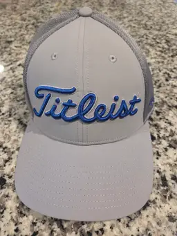 Titleist Golf Fitted Hat L/XL Grey w/ royal blue embroidery NWT