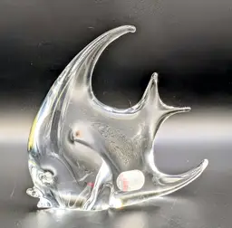 ACC Crystal Signed SA Angelfish Paperweight Clear Lead Crystal 5.5"