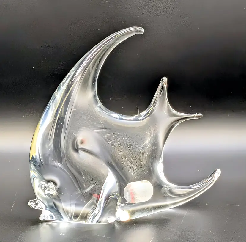 ACC Crystal Signed SA Angelfish Paperweight Clear Lead Crystal 5.5"