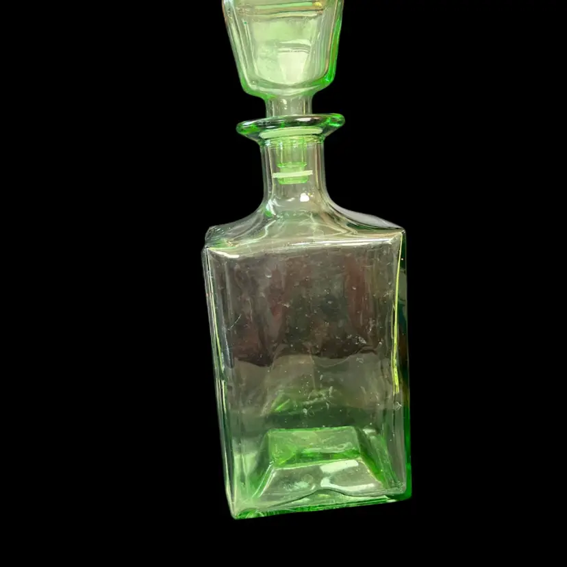 Mid Century Light Green Glass Decanter w/ Stopper