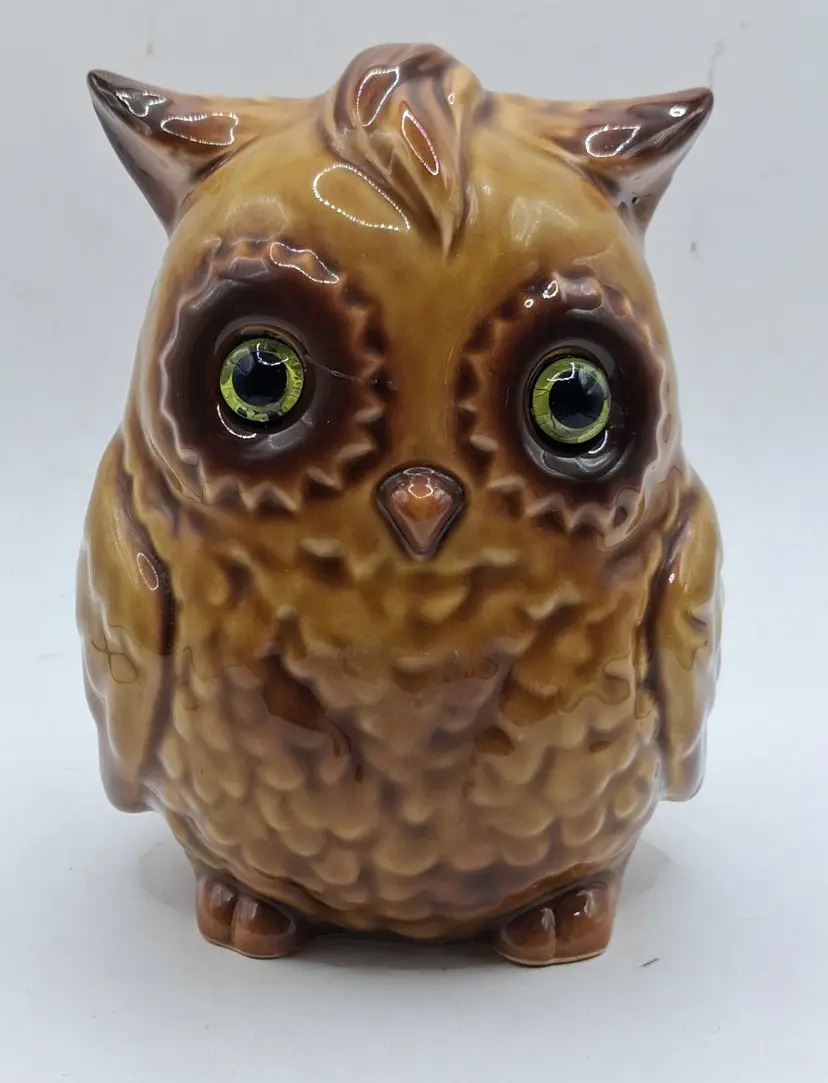 Vintage Lefton "Hoot Owl" Ceramic Bank 5" No Stopper