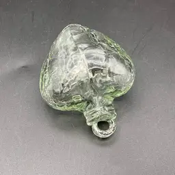 #12 - Crystal Glass Crackle Clear Hand Blown Heart 2.5” Mexico