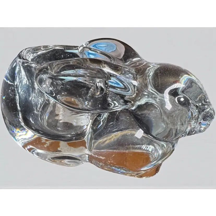 Vintage Indiana Glass Lead Crystal Rabbit Votive Candle Holder