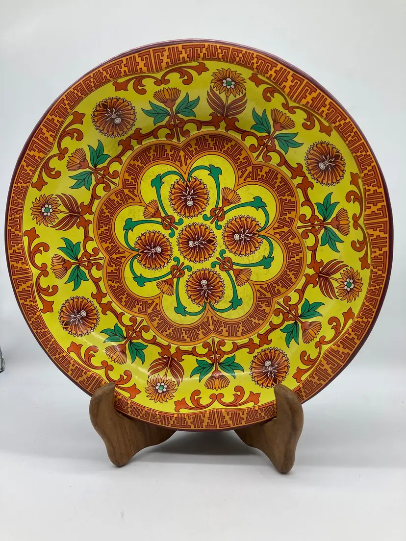 VTG Daher Decorated Ware 10"Metal Flowers Bowl England 1971