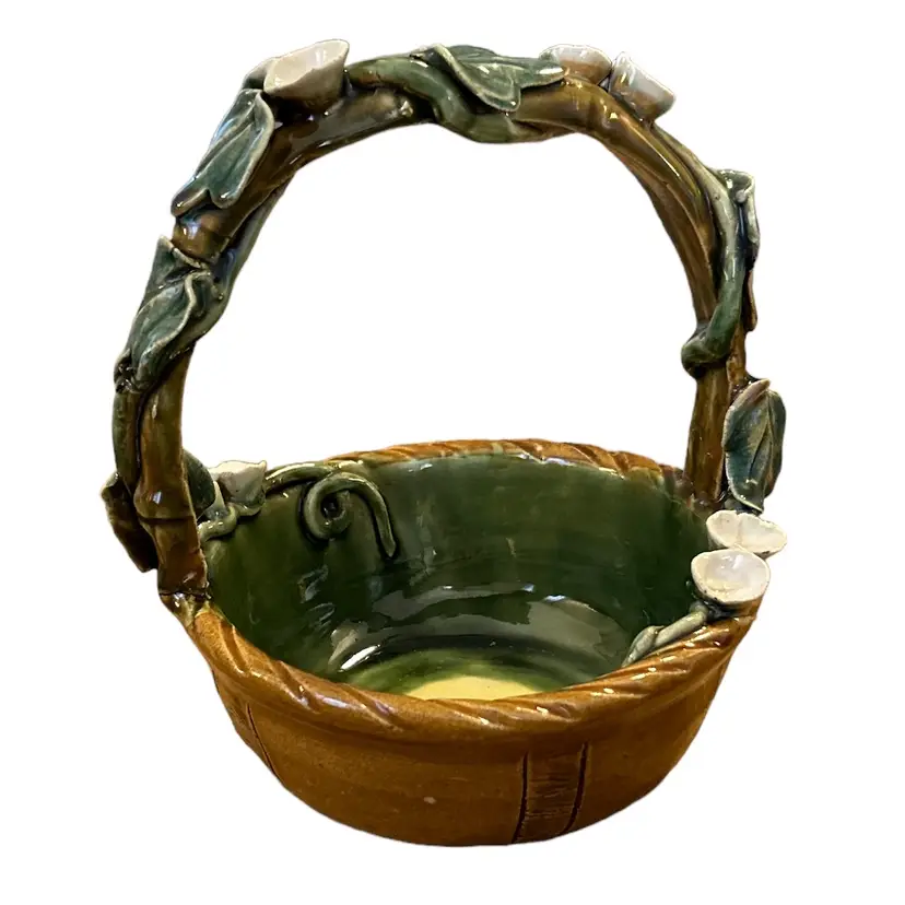 Vintage Ceramic Basket with Flowers