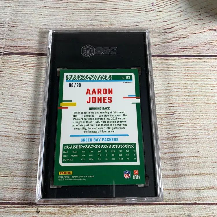 2023 Donruss Optic Football #63 Aaron Jones Red Prism /99 SGC 10 GM MT