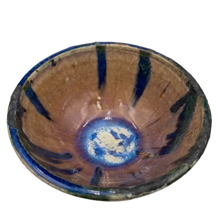 Vintage Handmade Studio Pottery Trinket Dish, Crackled Glaze, Signed, 3.9”