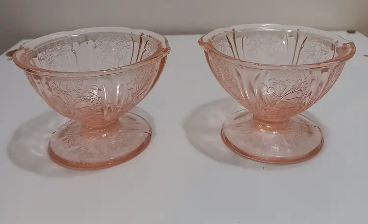 Pair of Cherry Blossom Jeanette Glass Sherbets