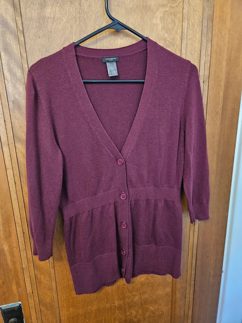 Ann Taylor Cranberry Knit Cardigan, M