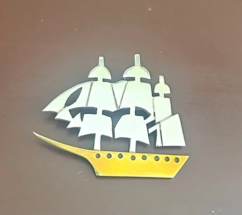 Mexico 925 Sterling Silver Vintage Sailing Ship Pin Brooch 15G