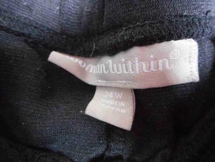 view Woman Within Black/charcoal Grey Ponte knit pants elastic waist Sz 24 W