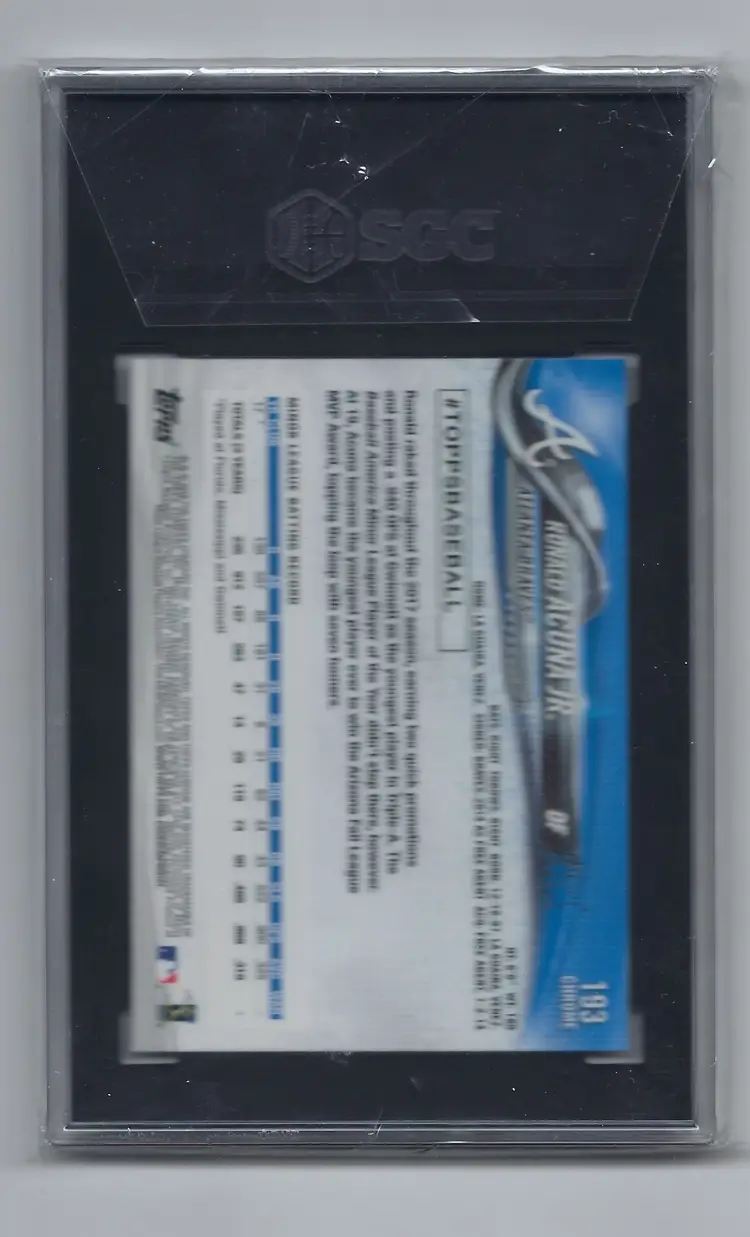 Ronald Acuna Jr 2018 Topps Chrome Atlanta Braves SGC 10   CC3