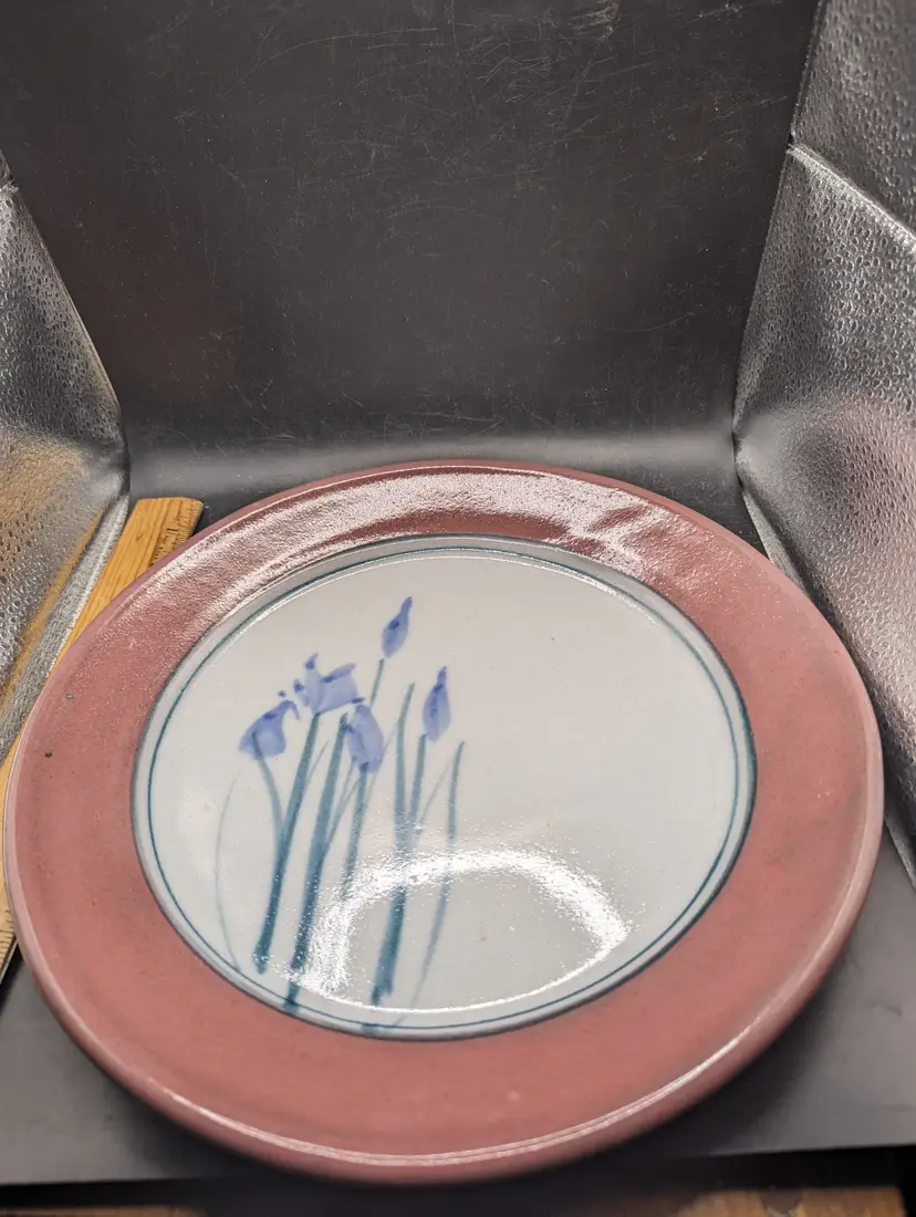 Vintage Mason/Holder (MH) Handmade Floral/Iris Earthenware Round Serving Platter.