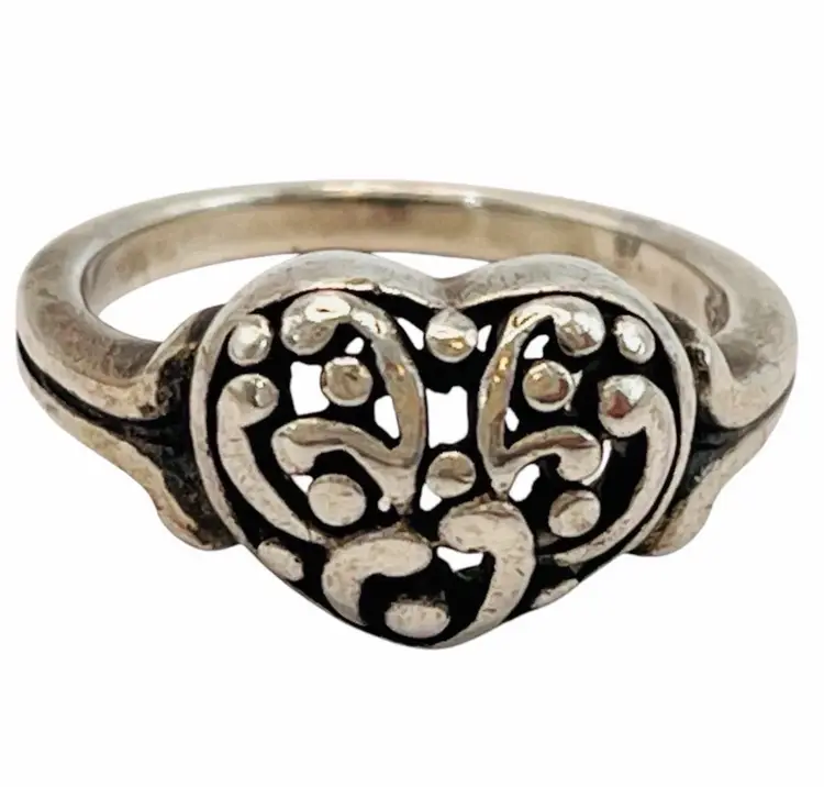 VTG Sterling Silver Ring Size 8 Filigree Western Coquette-Girl-Core Sweetheart