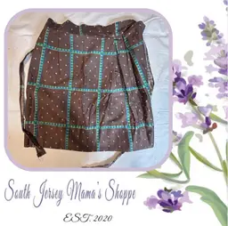 Vintage Handmade Brown With Green Blue Large Plaid And Small Diamond Design Apron