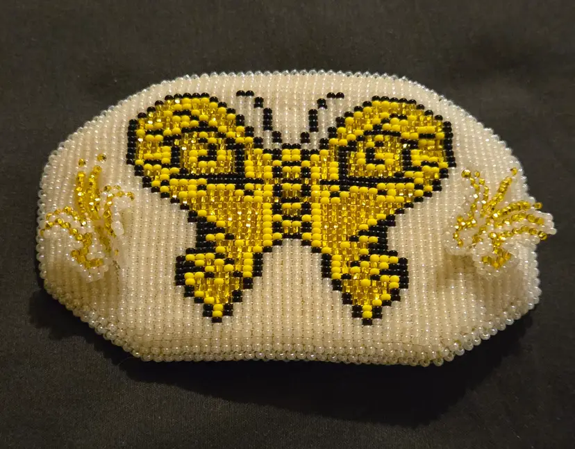 Yellow Butterfly Barrette w/ small 3D Butterflies Large Beaded Barrette
