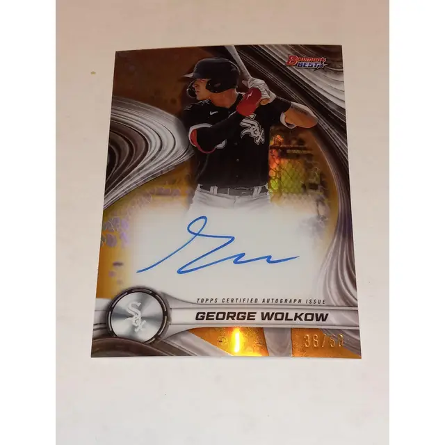 George Wolkow 2024 Bowman's Best Auto #B24-GW Best Of 2024 Autograph Gold Refractor Auto 36/50 White Sox