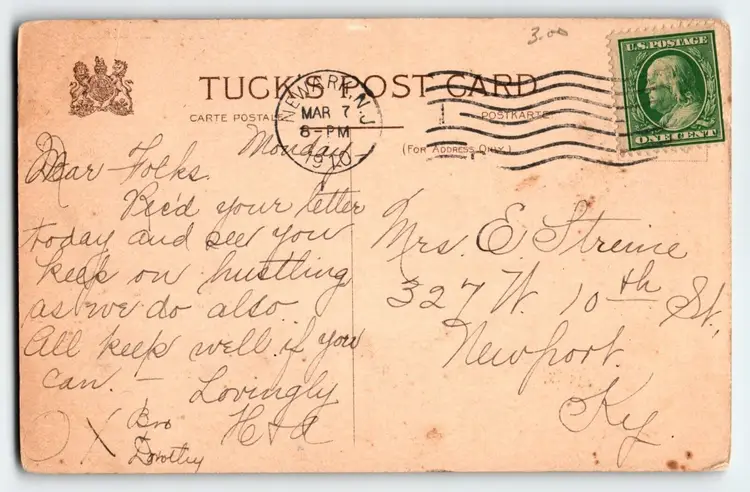 Valentines Day Postcard Tuck Signed E. Curtis German Girl 1902 Vintage Greetings