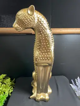 15" Painted Gold Pot Metal w/ Texture Cheetah