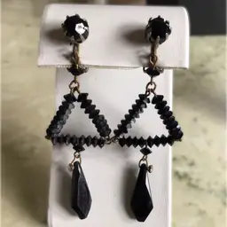 Vintage French Jet Dangle Earrings